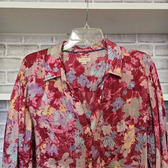 Pilcro Anthropologie Floral top button down shirt womans size 1X - Picture 3 of 9